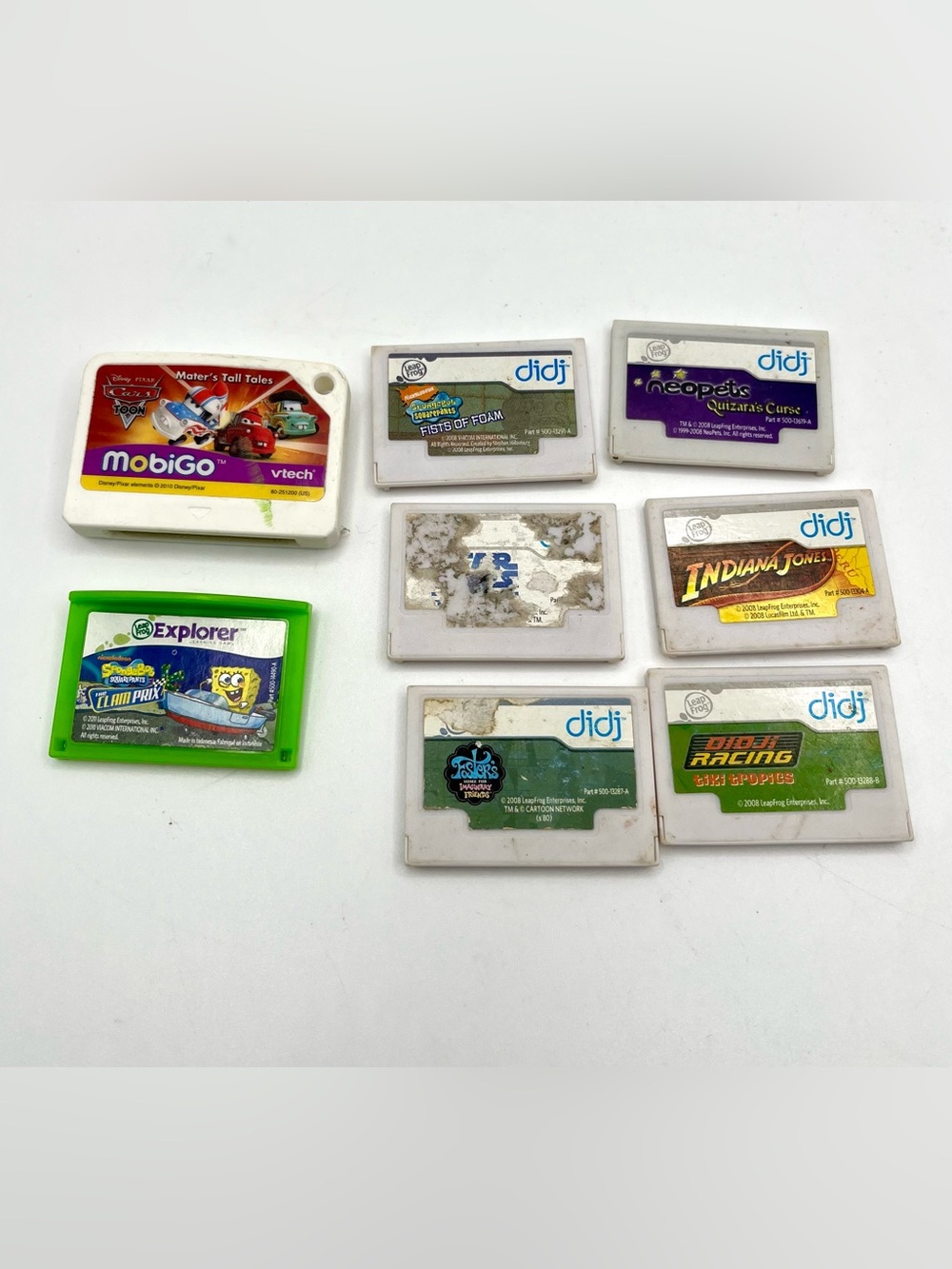 Lot of 8 VTech MobiGo LeapFrog Didj Educational Game Cartridges Disney Indiana